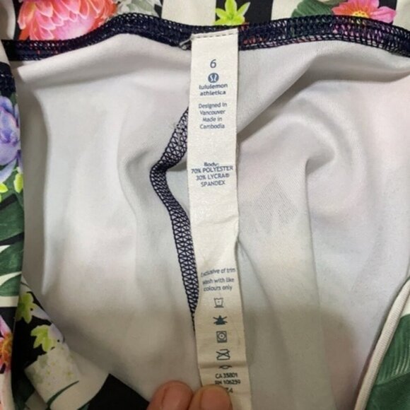 Lululemon Wunder Under Crop Palm Play Floral Stripe Leggings‎ Size 6 - Picture 11 of 11